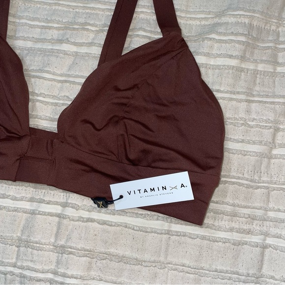 NWT Vitamin A Vintage Brown Nutra Bralette Triangle Swim Top - Picture 3 of 5